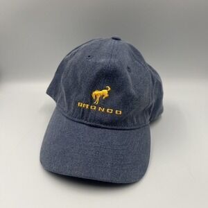 Ford Bronco Hat Cap Heather Blue Denim with Leather Adjustable Strap Back